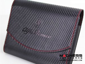 Document Holder - Alfa Romeo Logo - Carbon Fiber Finish